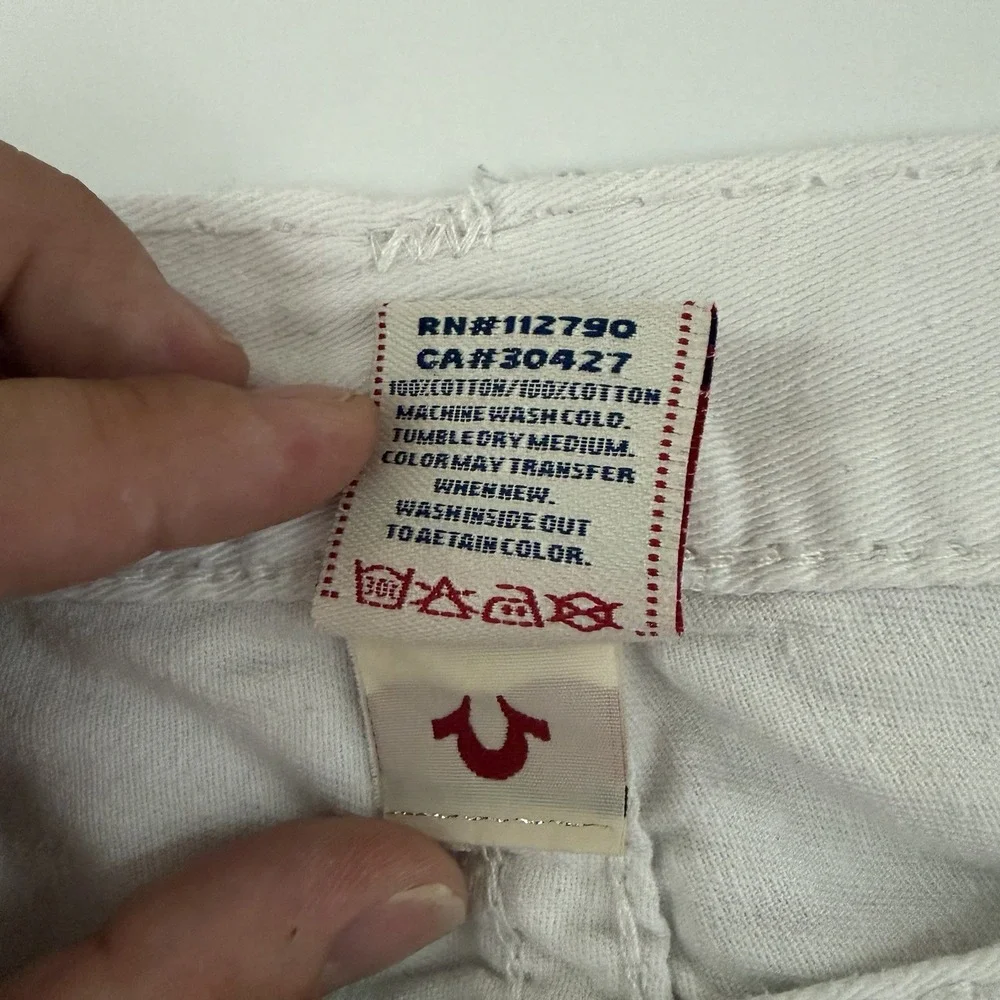 True Religion Mens Billy Super T Jeans Size 38 White Stitch Y2K Bootcut Denim